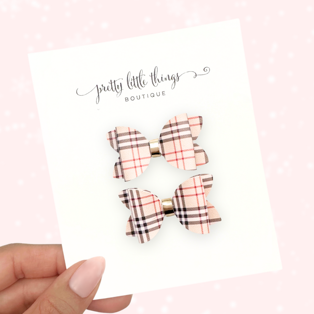 Beige Plaid - Micro Pigtails 1.72”