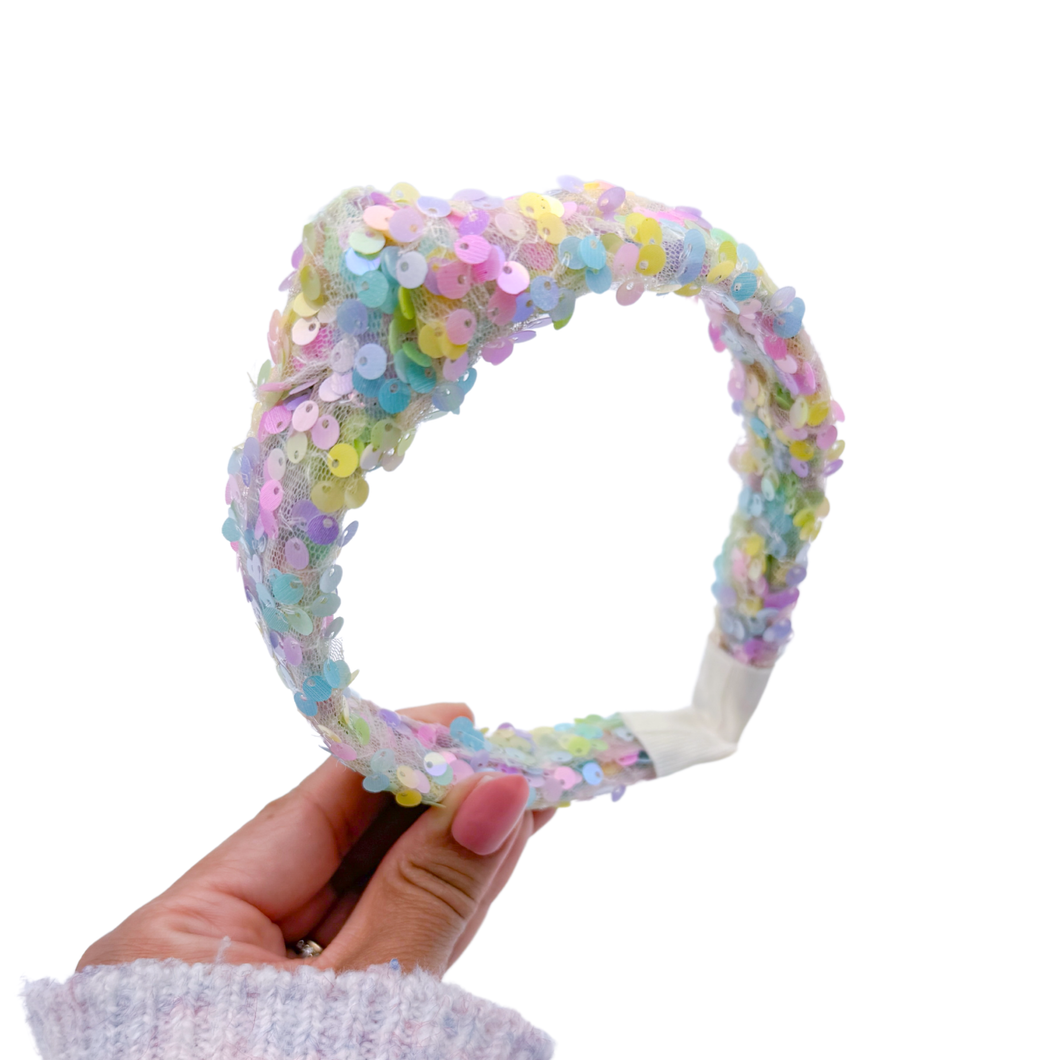 Multi Colored Sequin - Knot Headband (Parcel Shipping Only)