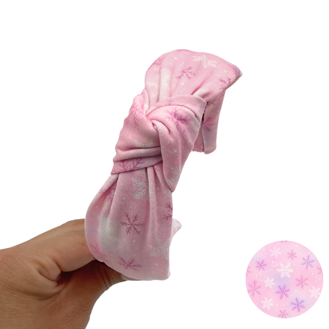 Pink Snowflake - Knot Headband (Parcel Shipping Only)