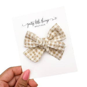 Beige Plaid - Small Nola - 3.5”