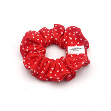 Load image into Gallery viewer, White Mini Hearts on Red - Scrunchie (Child) - 3 for $30
