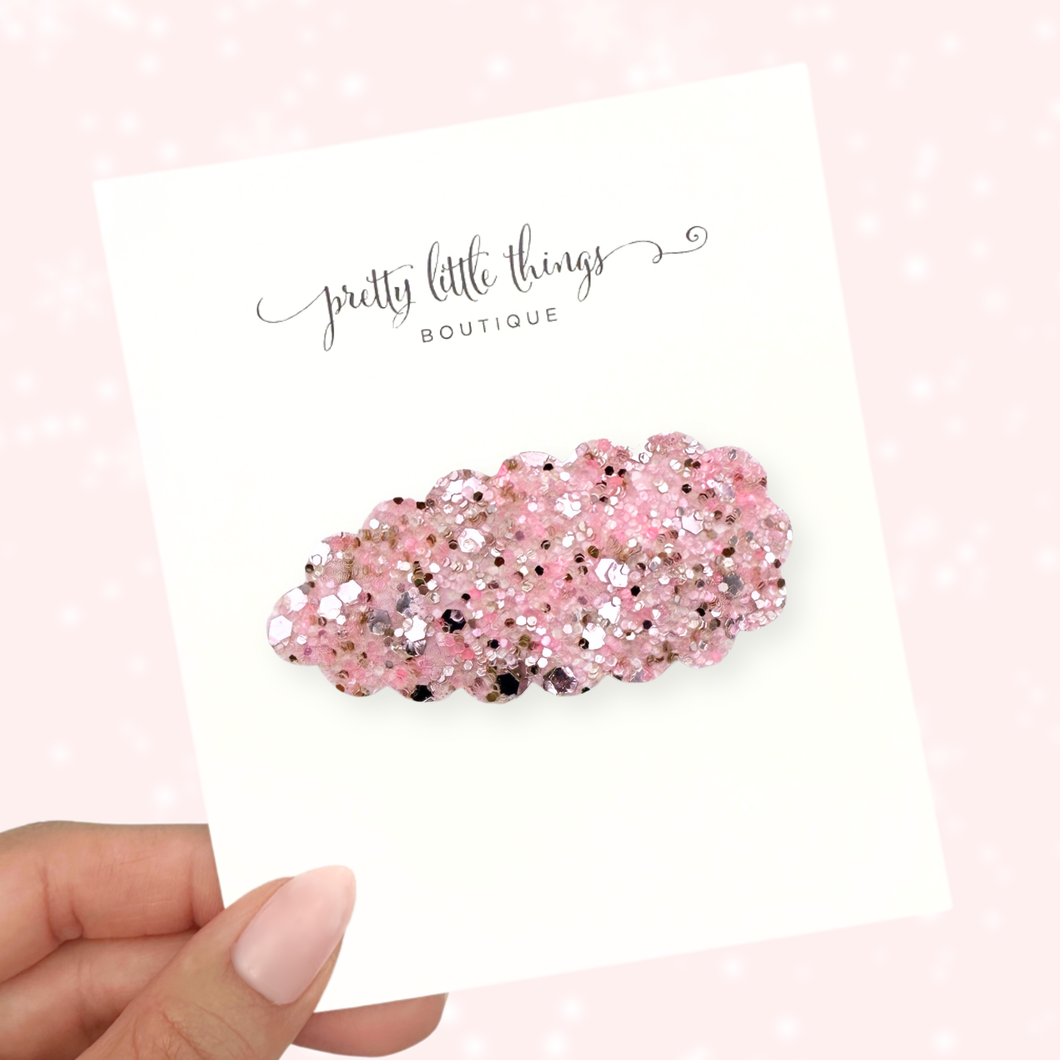 Pink Mix Glitter - Snap Clip - 3 for $10