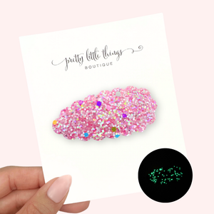 Glow In The Dark - Pink - Snap Clip (3 for $10)