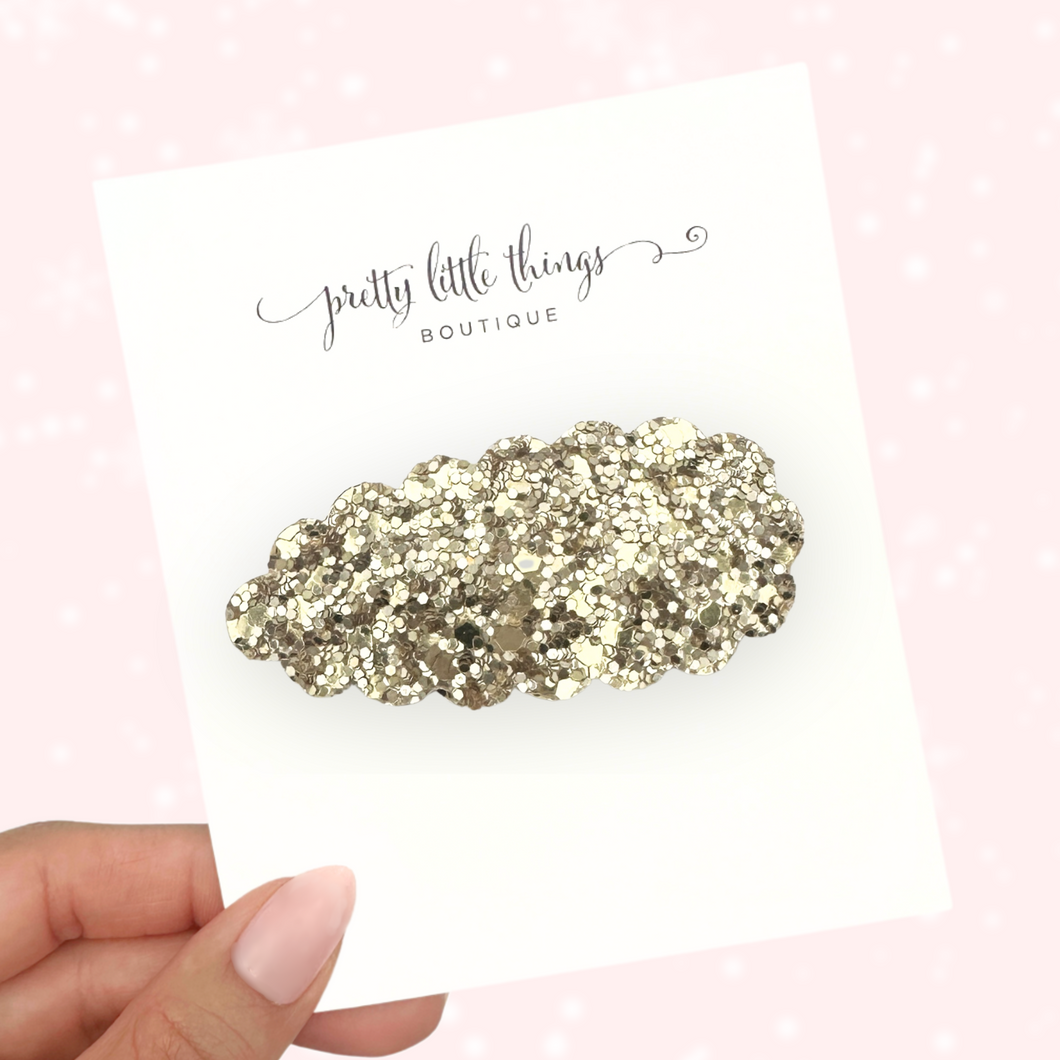 Champagne Gold Glam Glitter  - Snap Clip - 3 for $10