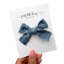 Load image into Gallery viewer, Light Denim Star Bow - “
