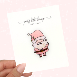 Pink Santa - Acrylic Clip - 1.25" - 3 for $10