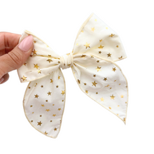 Load image into Gallery viewer, Whimsical Gold Stars - Fable Bow 6&quot;
