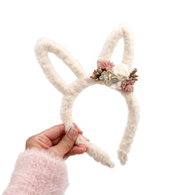 Load image into Gallery viewer, Furry Bunny Ears - Cream 2.0 - w/ removable flowers
