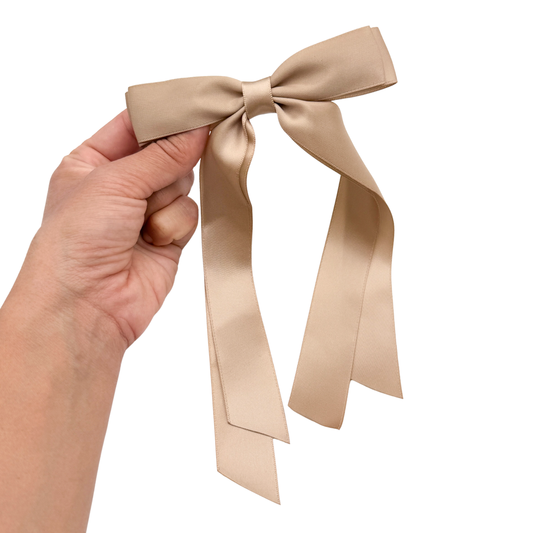 Silk Ribbon Bow - Camel - 5”