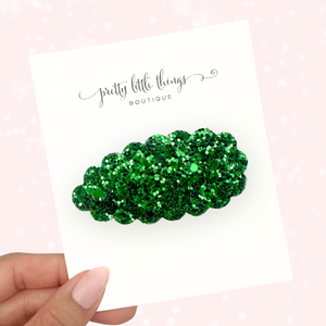 Green Glam Glitter  - Snap Clip - 3 for $10