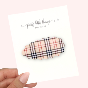 Beige Plaid - Snap Clip (3 for $10)