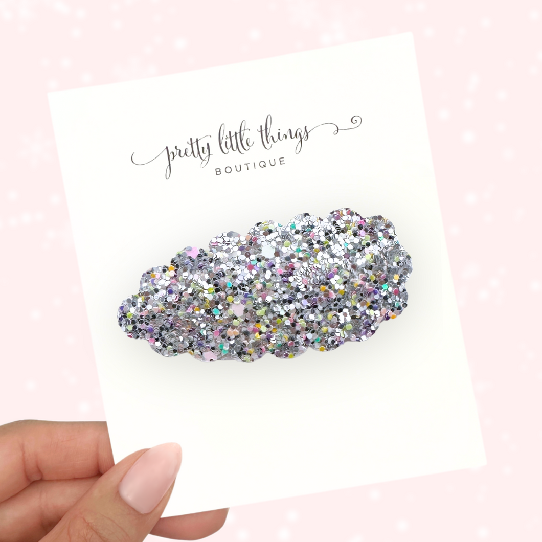 Silver Glitter Mix  - Snap Clip - 3 for $10