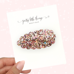 Pink/Gold Glam Glitter  - Snap Clip - 3 for $10