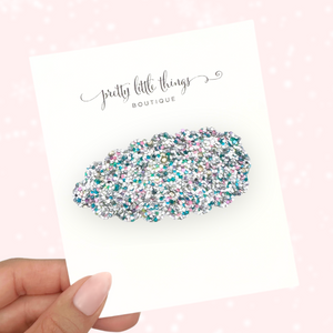 Blue/White Glitter Mix  - Snap Clip - 3 for $10