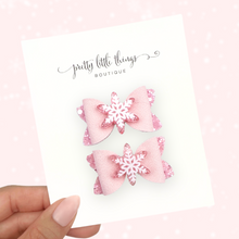 Load image into Gallery viewer, Pink Snowflake - Micro Pigtails 1.72”
