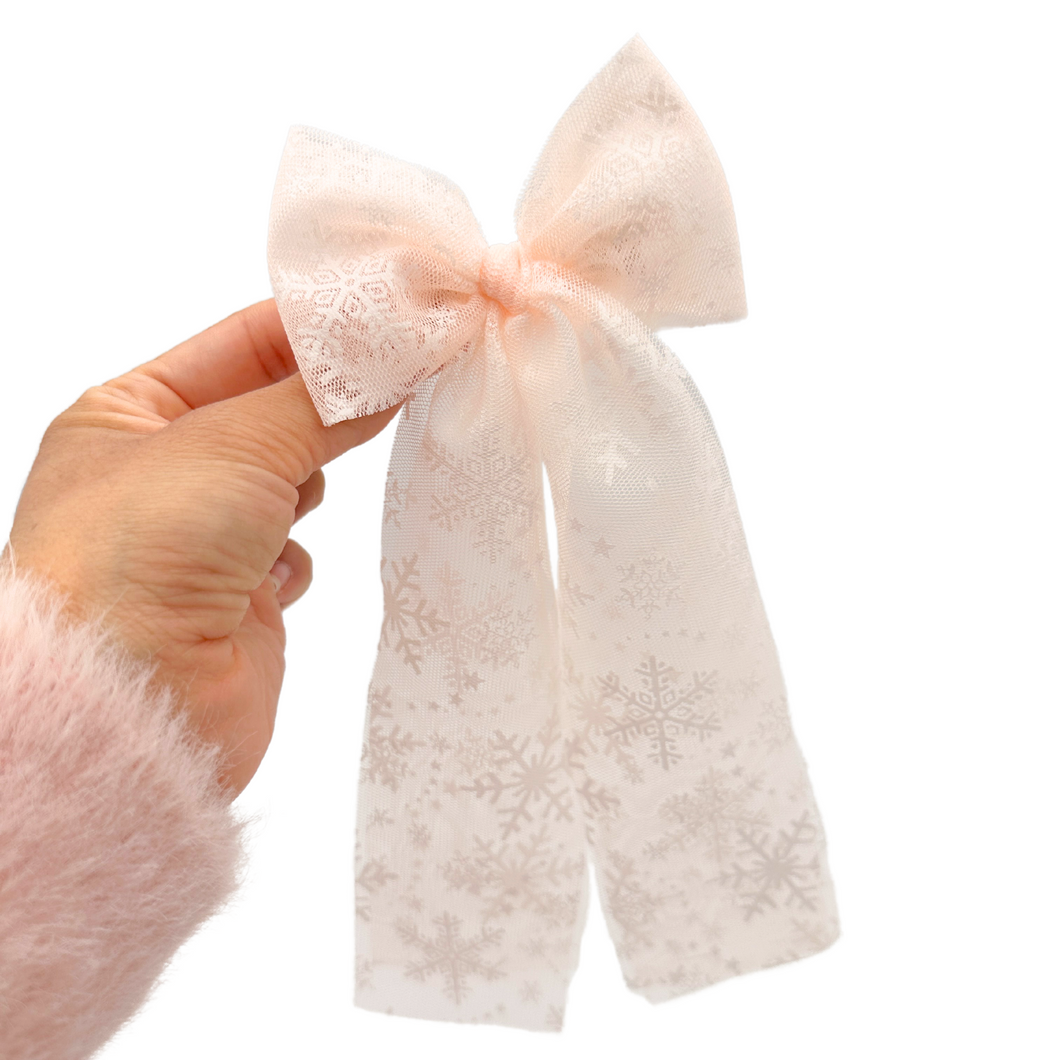 Snowflake Tulle - Long Tailed - Peachy Pink - 4.25”