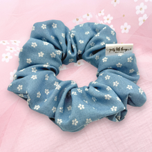 Load image into Gallery viewer, Denim Flowers - Scrunchie (Adult) - 3 for $30
