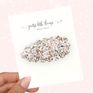 Gold/White Glitter Mix  - Snap Clip - 3 for $10