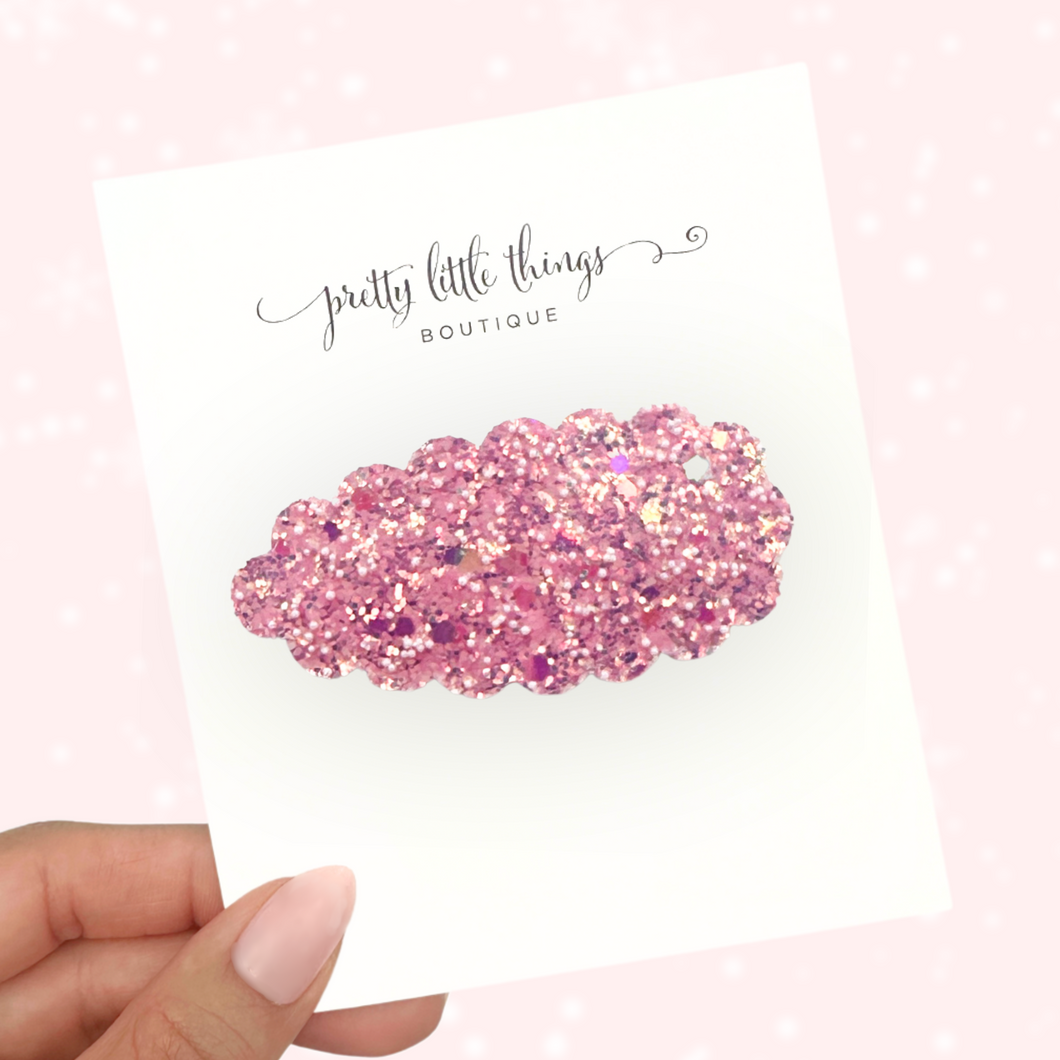 Pink Glam Glitter  - Snap Clip - 3 for $10