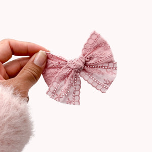 Lace - Pink - Nola Handtied Bow - 3.75”