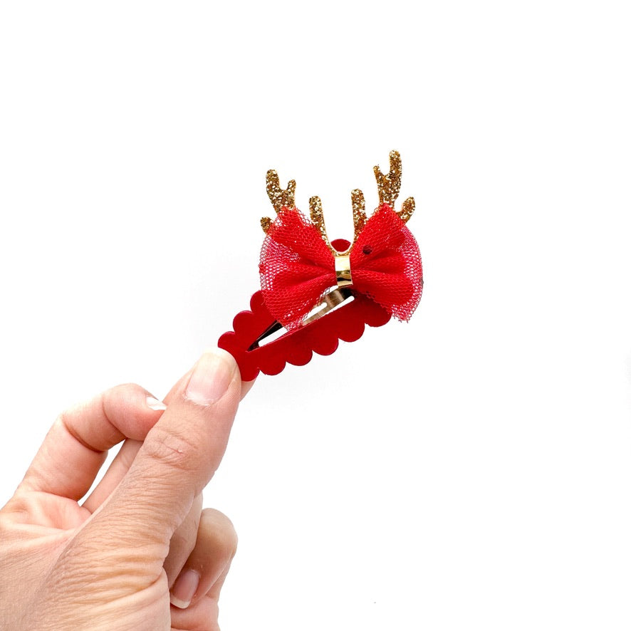 Red Reindeer - Open Snap Clip