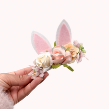Load image into Gallery viewer, Bunny Floral Crown - Peachy Pink - Nylon Headband
