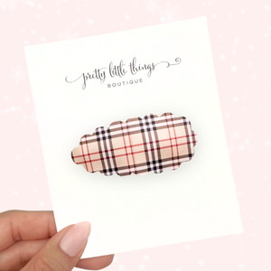 Beige Plaid - Snap Clip - 3 for $10