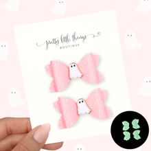Load image into Gallery viewer, Peek-a-Boo Ghosts - Glow in the Dark - Corrina 1.72” Pigtails
