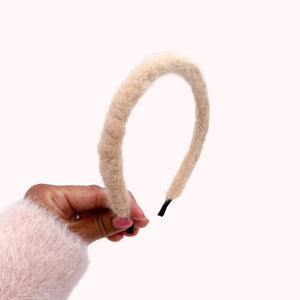 Furry Headband - Beige