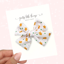 Load image into Gallery viewer, Gingerbread with Green Stars - Nola Handtied Bow 3.75”

