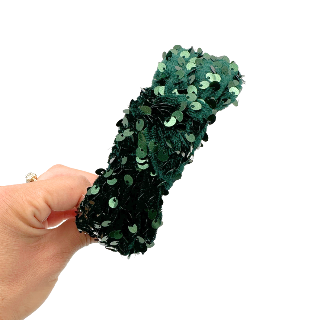 Sequin - Emerald - Knot Headband (must go parcel shipping)