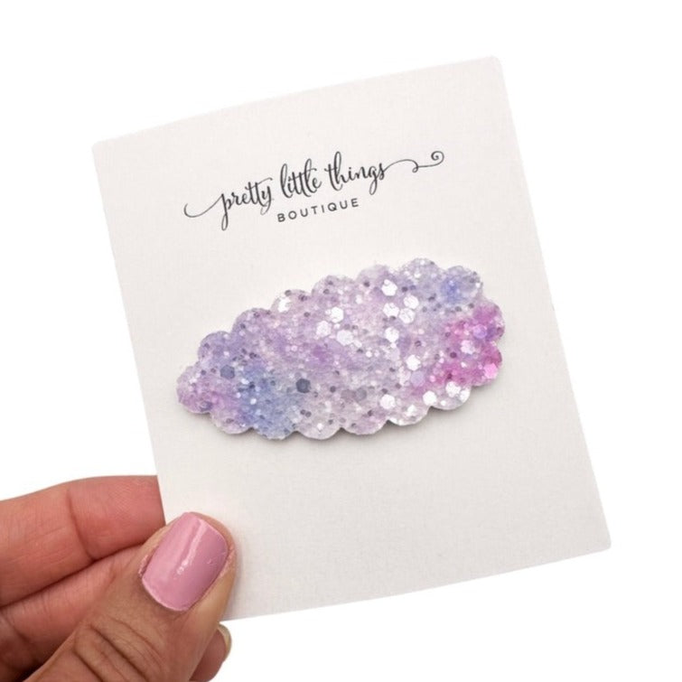 Watercolor Glitter - Purple - Snap Clip 2.25” (3 for $10)