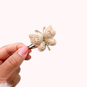 Beige Woven Butterfly Clip