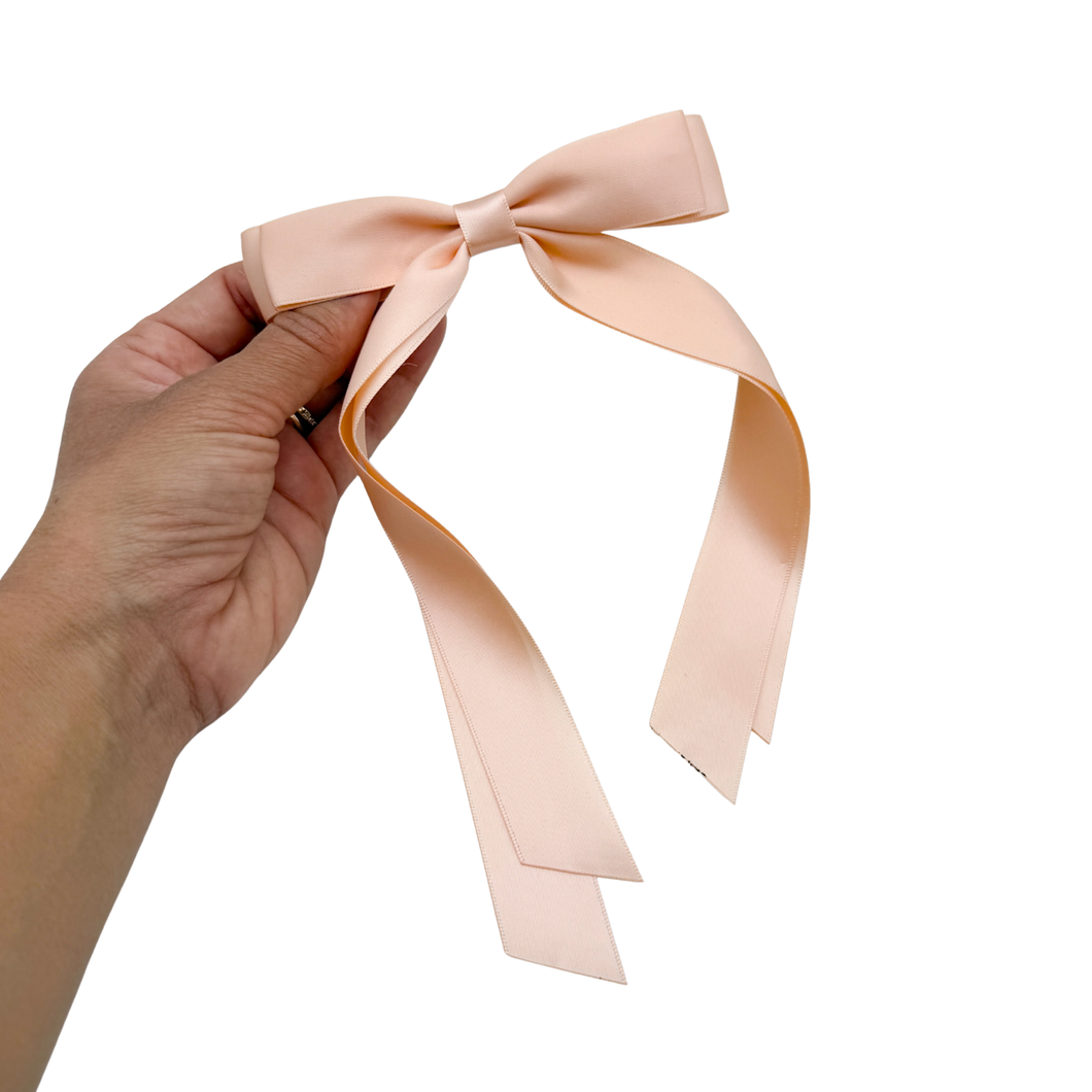 Silk Ribbon Bow - Peach - 5”