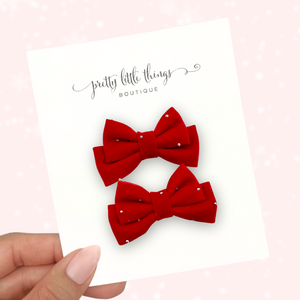 Red Velvet Glam Pigtails - 2.5"