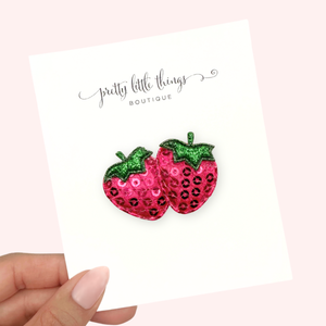 Sequin Strawberry Duo - 3cm Bar Clip
