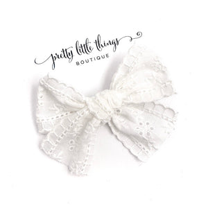 Lace - White - Nola Handtied Bow - 3.75”