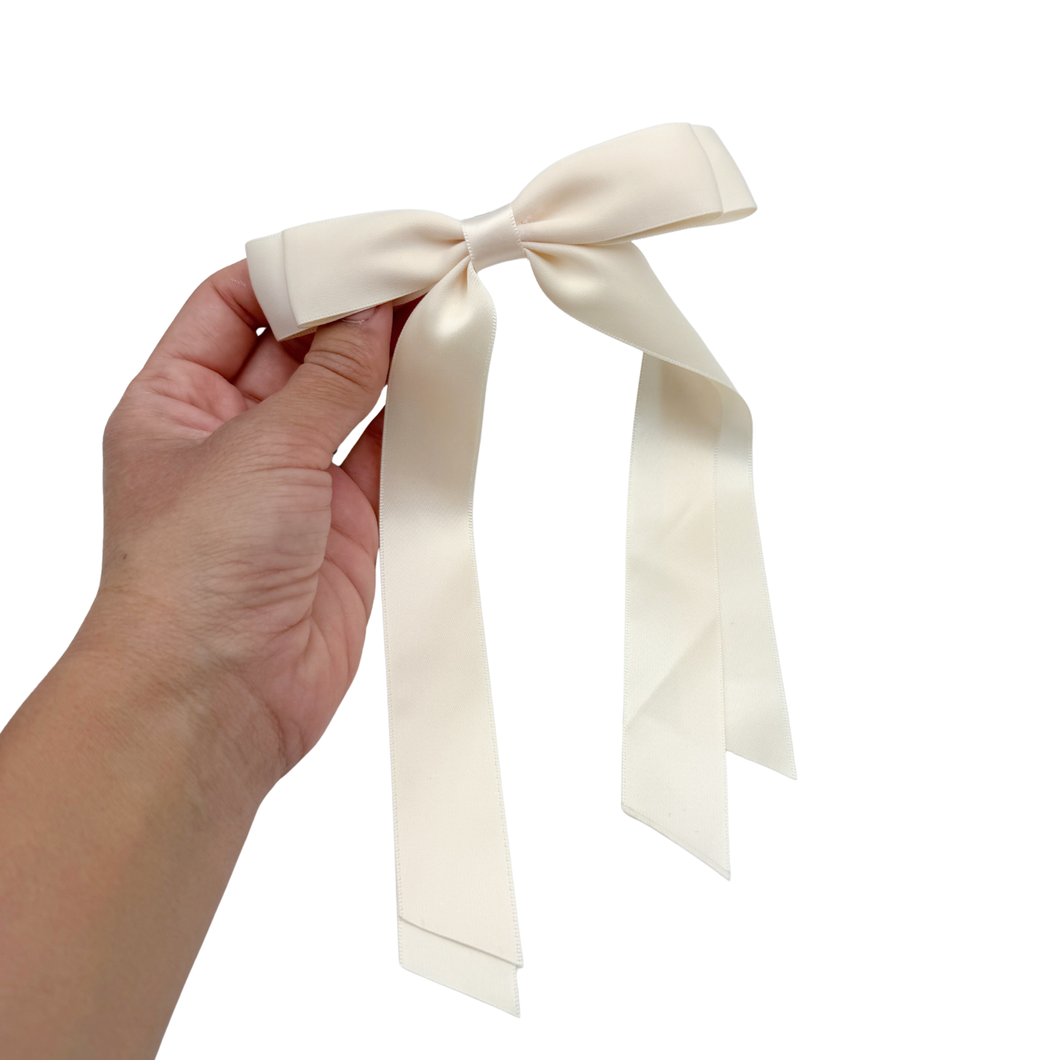 Silk Ribbon Bow - Cream - 5”