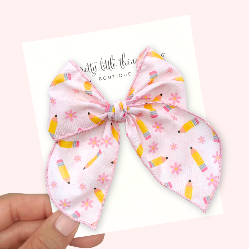 Pink Pencils - Fable Bow - 4.5”
