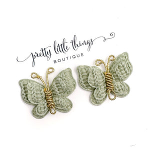 Sage Woven Butterflies - Pigtails - Set of 2