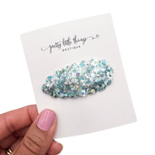 Load image into Gallery viewer, Turquoise Glam Glitter - Snap Clip 2.25” (3 for $10)
