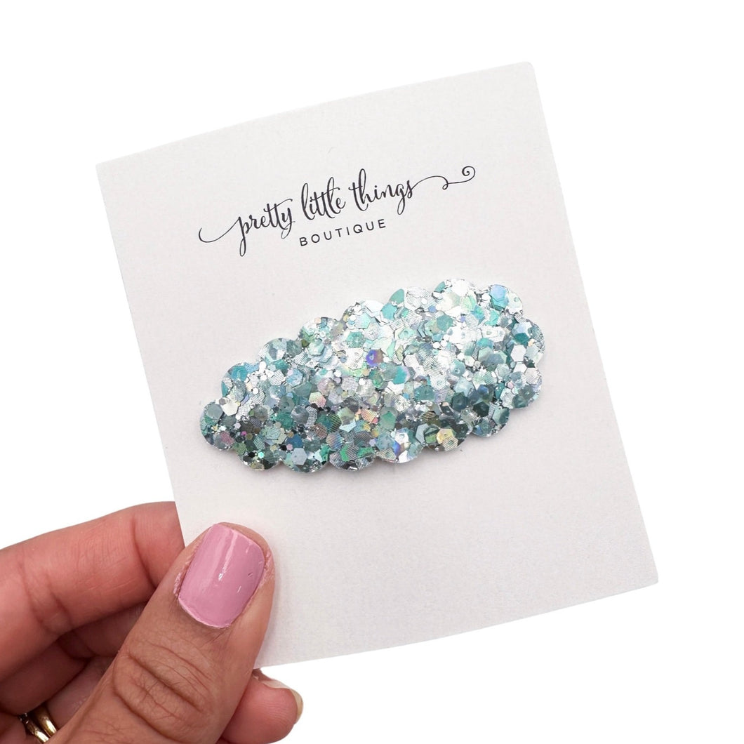 Turquoise Glam Glitter - Snap Clip 2.25” (3 for $10)
