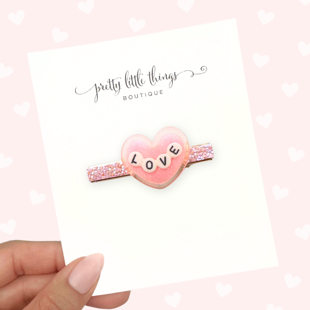 Pink Friendship Bracelet Heart - 5.5 cm Bar Clip