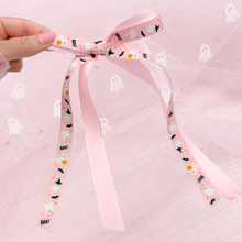 Load image into Gallery viewer, Pink Halloween - Long Tailed Ribbon Bow
