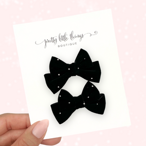 Black Velvet Glam Pigtails - 2.5"