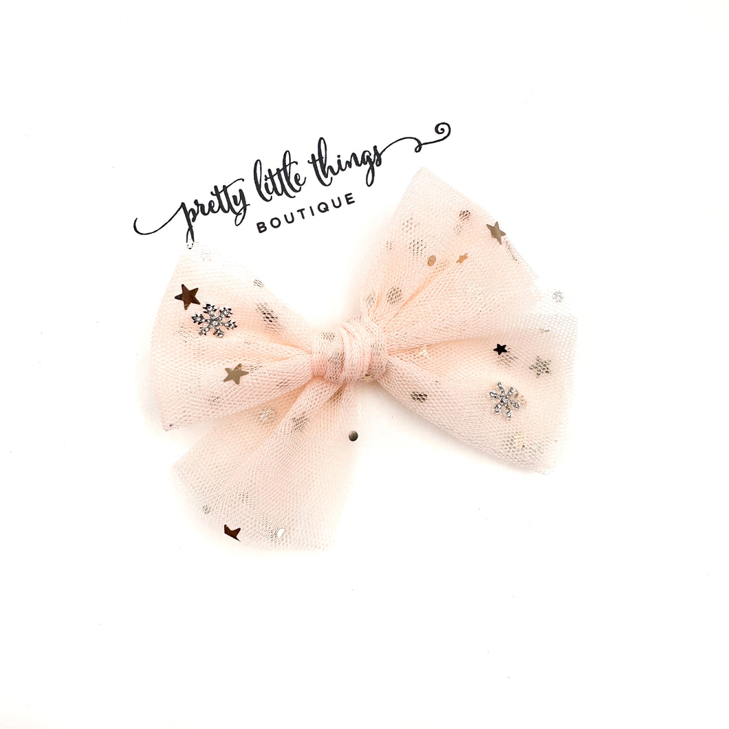 Fancy Snowflake - Silver - Tulle - 3.5”