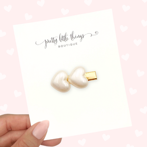 Pearl Heart Duo (Mini) - 3cm Bar Clip