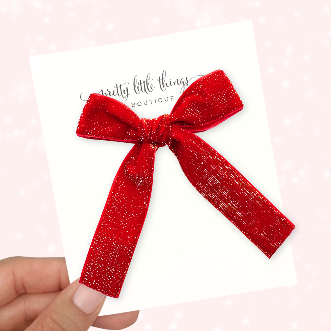 Red Velvet w/ Gold Sparkle - Long Tailed - 3.5