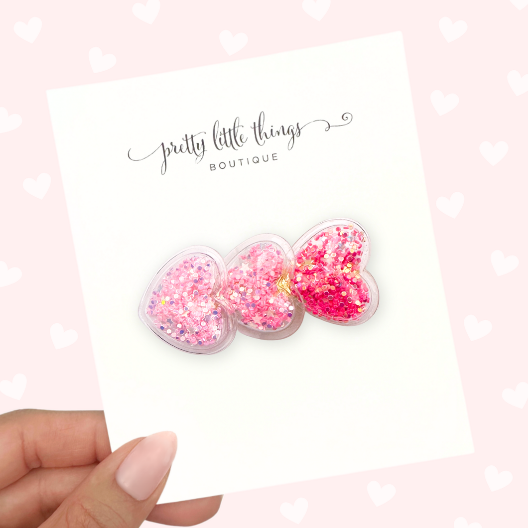 Heart Confetti - Pink Ombre - 4.5cm Bar Clip