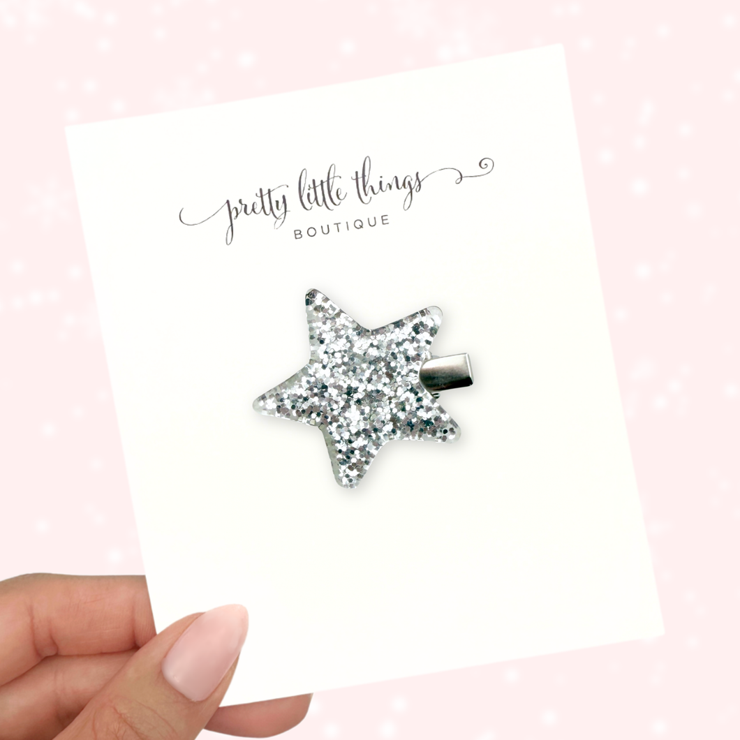 Sliver Glitter Star - 3 cm Clip